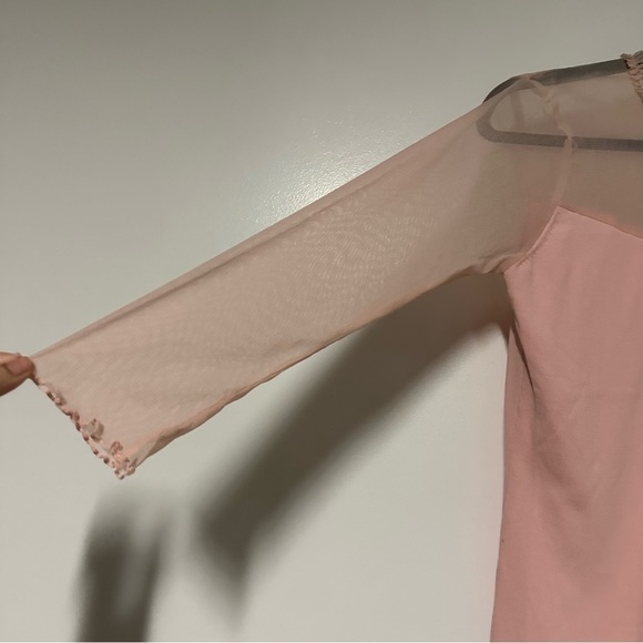 New! Shu Shu pink Mesh feminine modest delicate Sweater Cardigan Size Small - Picture 5 of 8
